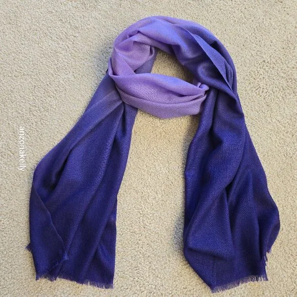 Wool/Cashmere Ombre Gradient Blue Scarf - Picture 1 of 8